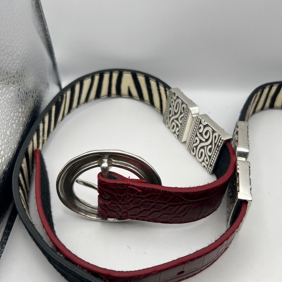 Chicos Black Calf Hair, Zebra, and Red Croc Silver tone Buckle & Reversible Belt - Picture 9 of 13